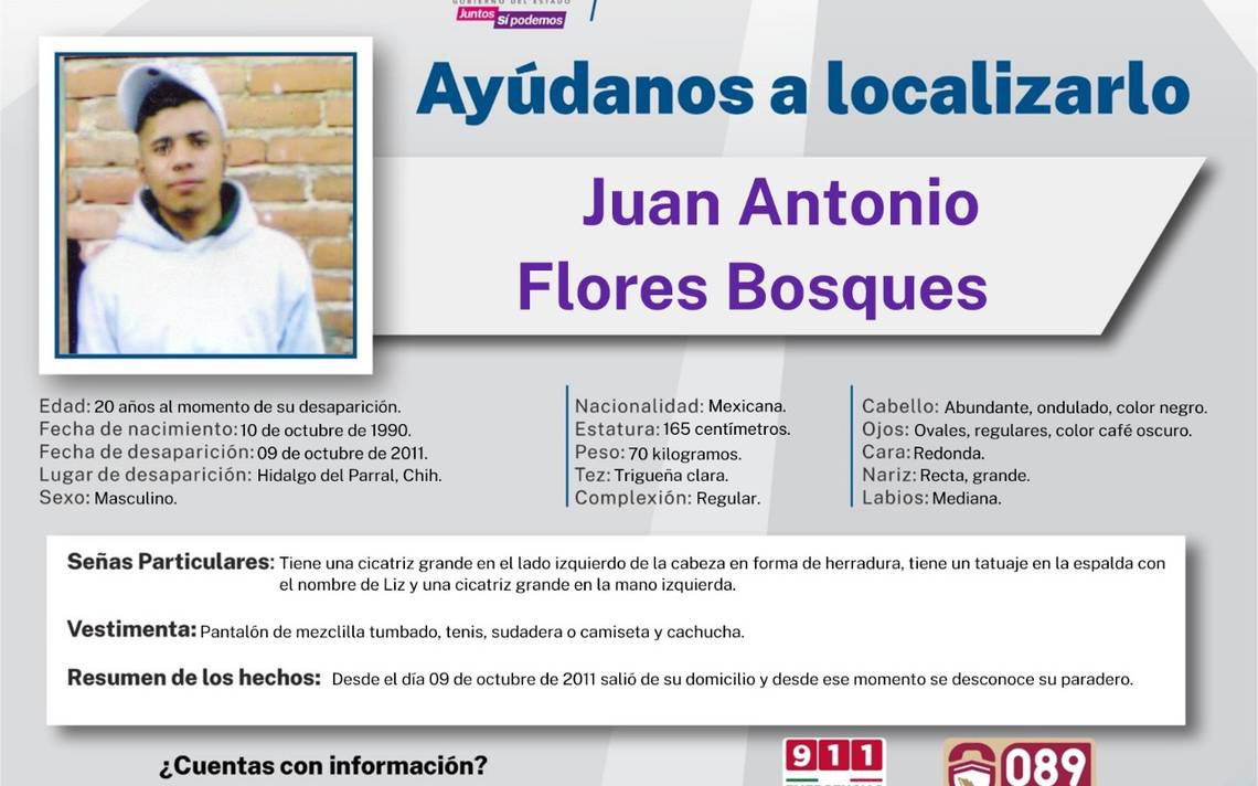 Buscan a Juan Antonio Flores Bosques, ausente desde el año 2011 - El Sol de  Parral | Noticias Locales, Policiacas, sobre México, Chihuahua y el Mundo